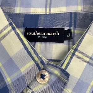 Southern Marsh Men's Plaid Shirt in Blue and Yellow
